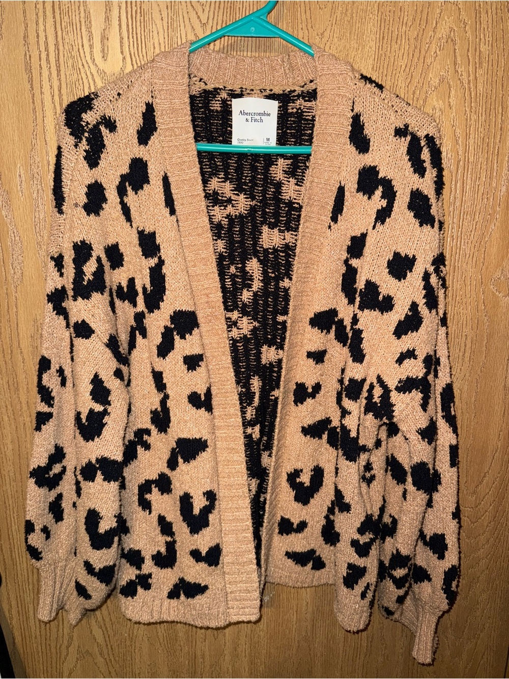 Abercrombie & Fitch Tan and Black Leopard Print Open Cardigan
